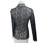 Anthropologie Black Floral Lace Long Sleeve Sheer See Trough Blouse Top Size S Photo 1