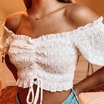 Cotton Candy LA White Eyelet Crop Top Photo 0