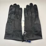 VTG Leather Gloves Black Embroidered Pure Silk Lined Made in France XS 7 NOS Photo 2