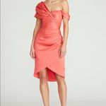 Theia Daniela Asymmetric Draped Satin Dress Orange Size 4 Photo 2