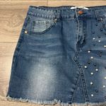 Authurna Denim Blue Pearled Mini Distressed Summer Skirt 5 Photo 5