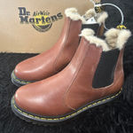 Dr. Martens 2976 leonore leather fur ankle Chelsea boots booties shoes sz 8 new Photo 0