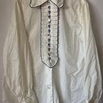 Vintage RRRRuss Russ Tog Prairie Shirt‎ Puffy Sleeve Ruffled Blouse White Size M Photo 0