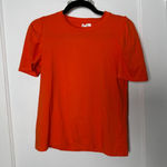 Anonyme Red Orange Crewneck Stretch Short Puff Sleeve Statement Shirt Women's XS Photo 0
