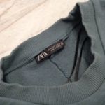 ZARA women's small blue puffed sleeve cotton sweatshirt Photo 2