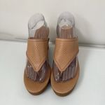 Tommy Bahama  Kaona Wedge Heels Perforated Tan Leather Thong Boho Sandals 9B Photo 1