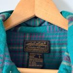 Eddie Bauer  Green Plaid Quarter Zip Flannel Shirt Photo 1