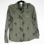Knox Rose Button Up Star Print Blouse Green Sz XS Photo 0