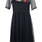 potter's pot  Size Small Black Mesh Floral Embroidered Dress Photo 7