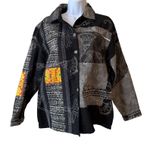 VTG Chico's Design Jacket Black Gray Embroidered Patchwork Art To Wear Size 2 L Size L Photo 0