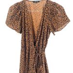 Madewell  Leopard Print Cotton Short Flutter-Sleeve VNeck Wrap Mini Dress Photo 6