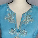 Jade Melody Tam Sleeveless Embroidered Dress Turquoise Gold Sz L V Photo 3