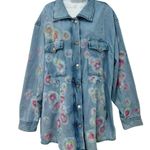 Good American Custom Rainbow Blue Denim Redesign Shacket Jacket size 5 / XXL Photo 0
