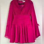 Mac Duggal  Pleated Bell Sleeve Chiffon Mini Dress Photo 1