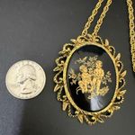 Vintage Unsigned Victorian Revival Cherubs Gemini Zodiac Cameo Pendant Necklace Gold Photo 4