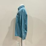 Three Rivers North Woods Trees and Bear Appliqué Teal Denim Shirt Size Small Blue Photo 4