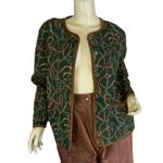 Jones New York  SPORT VINTAGE 1990'S EQUINE GREEN & BROWN QUILTED JACKET (M) Photo 5