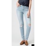 Frame  Le High Skinny jeans Size 26 in a light blue wash with distressed knees. Photo 1