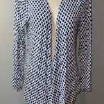 Liz Lange  blue white geometric open front long sleeve cardigan woman’s size XS Photo 0
