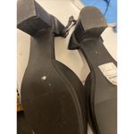 LADIES EVANS BLACK LEATHER CHUNKY HEELED SHOES SIZE 11 Elaine Extra Wide Photo 5