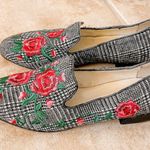 NEW Butter Shoes Plaid and Floral Flat Loafers Red Black, NWOT Size 5, MSRP $295 Black Photo 1