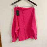 Gibson Nordstrom Bright Pink Ribbed Off the Shoulder Sweater Size Large NEW Photo 3