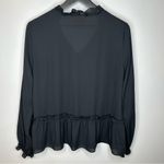 Maison Jules Womens Tassel Ties Peplum Blouse Black Size L Photo 2