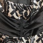 Betsy and Adam  Women’s Cocktail Evening Pattern Black Beige Fit Flare Halter Dress Photo 6