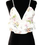 White Floral Crop Top Photo 2
