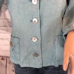 Willow Light Teal Loose Fit Linen Blazer Medium Green Photo 2