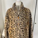 Y2K Fuzzy Brown Tan Soft Warm Leopard Animal Print Fleece Sweater M Medium Photo 4