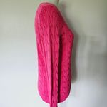 Ralph Lauren Fuchsia & Lime Cable Knit Cotton Crewneck Sweater Size Medium Photo 4