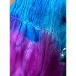 Maggie Barnes  Dress Women Size 0X Tie Dye Blue Purple Boho Midi Ruffle Cotton Photo 7