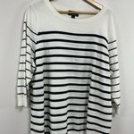 Lands' End Womans Pullover Sweater White Blue Stripe 2 X 20W-22W 3/4 Sleeve Photo 0