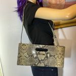 Michael Kors  Snakeskin Leather Clutch With Shoulder Strap Sand Photo 3