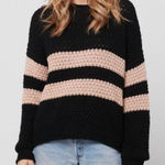 Knot Sisters  Stripe Open Knit Black & Cream Sweater (Size Small) Photo 0