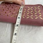 Michael Kors Large Zip Around Suede Wallet Rose Pink Gold Detail Clutch Case Photo 5