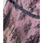 Vintage PIA Pleated Skirt Pink Black Embroidered Lace Hem Mini Made in USA Photo 6