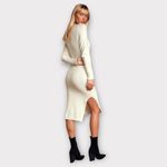 Lulus NWT. Snuggle Party Ivory Mock Neck Midi Sweater Dress Photo 2
