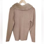 NWT Absolutely Famous Collared Faux Fur Sweater Tan Size L Photo 1