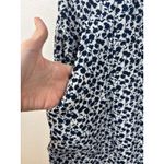 Monteau Women's L Navy Floral Cap Sleeve Midi Shirt Dress with Tie Waist Pockets Photo 3