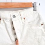 Levi's 501 High Rise Mid Thigh Shorts Button Fly in White Women's 25 Distressed Photo 4