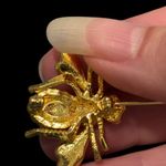 Joan Rivers  Vintage Gold Tone and Red Crystal Insect Brooch Pin Photo 2