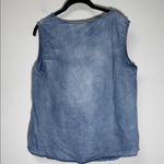 None Denim Sleeveless Button-Up Top Plus Size Chest Pockets Photo 2