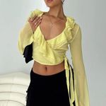 Princess Polly NWT She's Mine Frill Wrap Top Yellow Photo 1