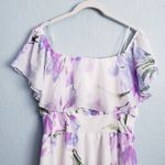 Baltic Born Daphne Ivory & Purple Floral Off Shoulder Maxi Dress Photo 3