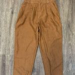 ZARA Size XS Trouser Pants High Waist Darted Pleated Linen Blend Crop NO BELT Photo 2