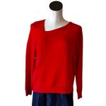 Adyson Parker NWT  Candy Red Asymmetric Neckline Super Soft Sweater Medium Photo 1