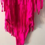 One Piece Hot Pink Barbie Fringe  Bikini Swimsuit Barbiecore Festival Large Photo 4