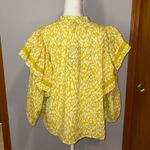 Who What Wear Who What Wear ruffle balloon long sleeve bright green white blouse size L NEW Photo 4